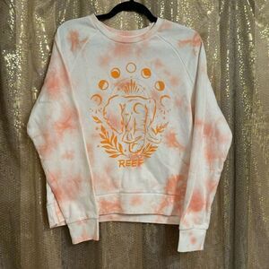 Reef Trunks Elephant Raglan Crew Sweater Tie Dye Peach Melba Small NWT